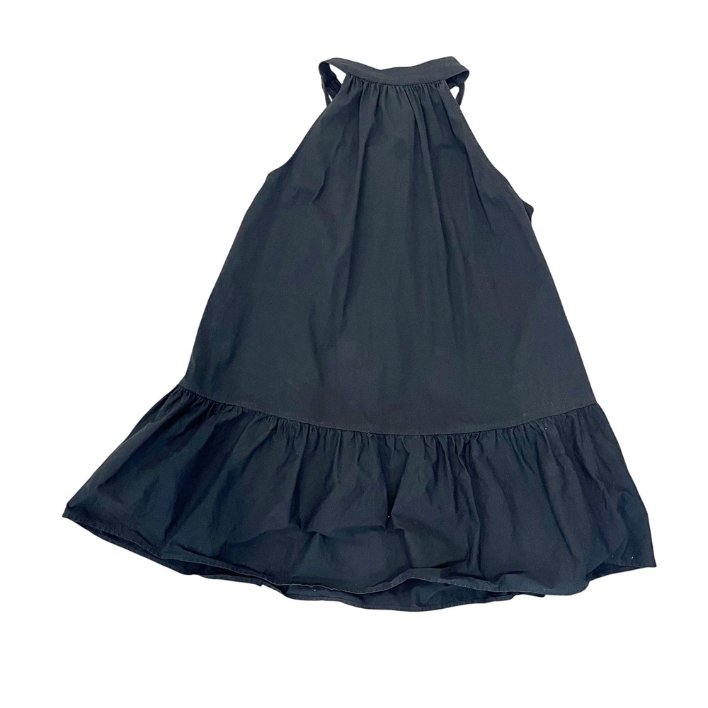 STAUD Marlowe Black Halter Tie Back Tiered Ruffle Mini Dress Chic Size Medium